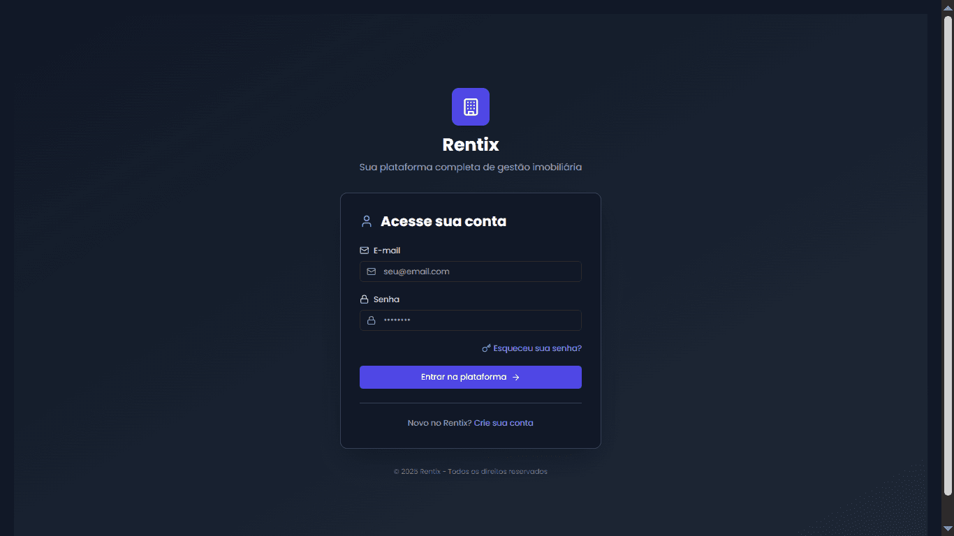 Screenshot 3 do projeto Rentix - Gestão Imobiliária Inteligente