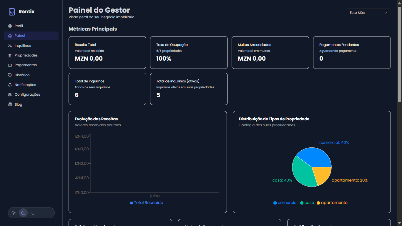 Screenshot 5 do projeto Rentix - Gestão Imobiliária Inteligente