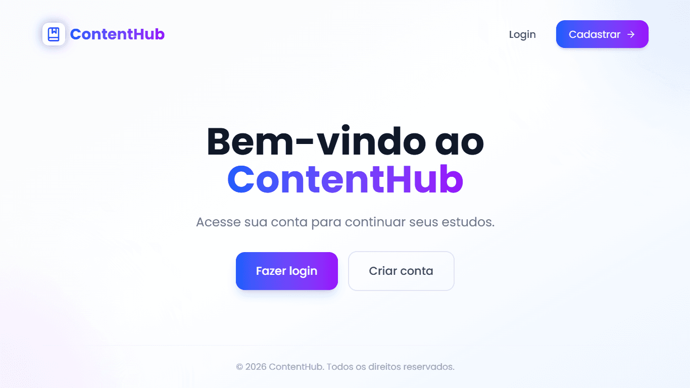 Screenshot 1 do projeto ContentHub - Plataforma de Conteúdo Exclusivo