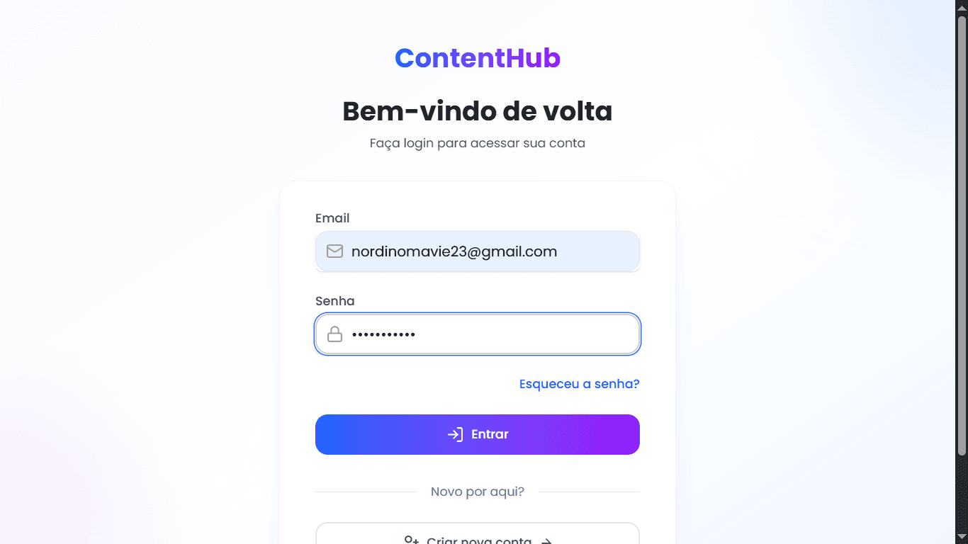 Screenshot 2 do projeto ContentHub - Plataforma de Conteúdo Exclusivo