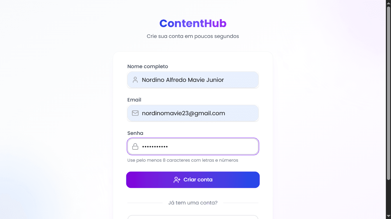 Screenshot 3 do projeto ContentHub - Plataforma de Conteúdo Exclusivo