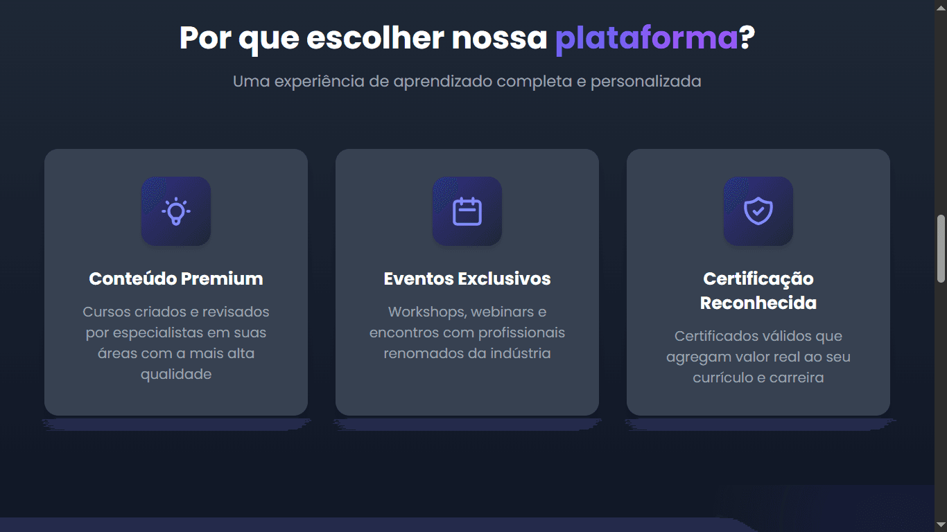 Screenshot 2 do projeto Donza - Plataforma de Ensino Online